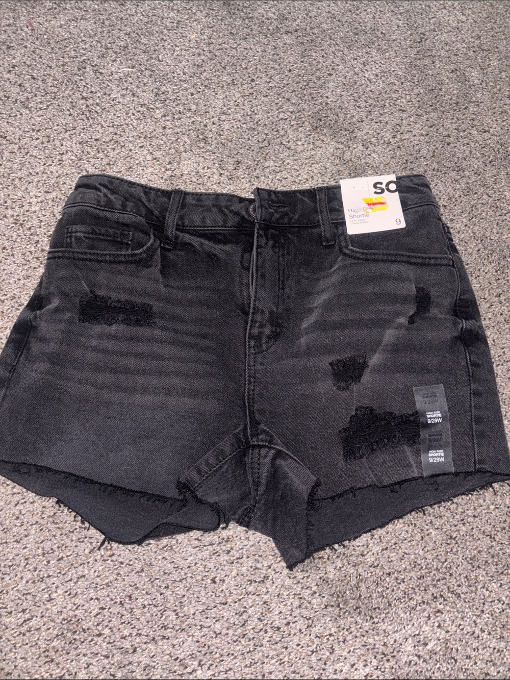 SO Black Distressed High-Rise Jean Shorts